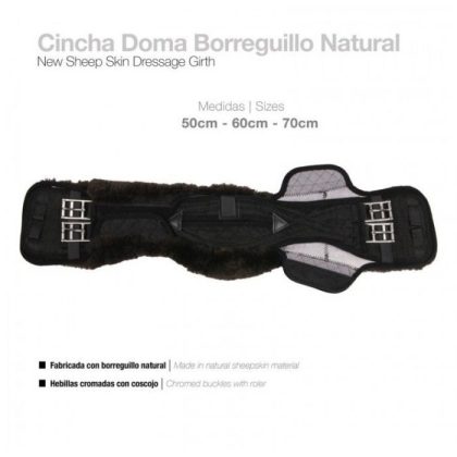Cincha Doma Deluxe Borreguillo Natural Negra