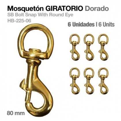 Mosquetón Giratorio Dorado HB225-06 8 cm 6uds