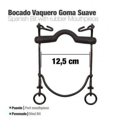 Bocado Vaquero Goma Suave 7A Pavonado 12.5 cm