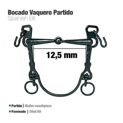 Bocado Vaquero Barra curva Partido Pavonado 12.5 cm