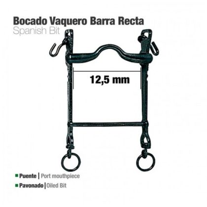 Bocado Vaquero Barra Recta Pavonado 12.5 cm